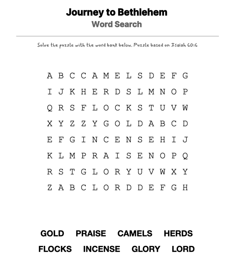 The Wise Gift word-search